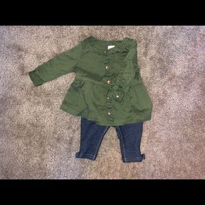 Green top and jeans set